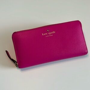 KATE SPADE pink Saffiano zip wallet